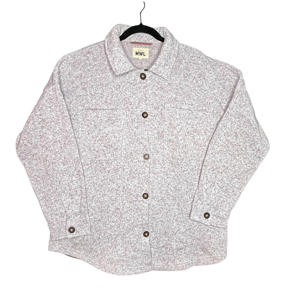 Madewell Shacket Shirt Jacket Speckled Knit Button Up Oversized Women Large Cozy